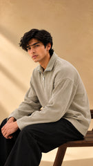 Sand Ribbed Quarter-Zip