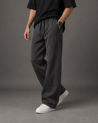 BLACK WASHED BAGGY TROUSER