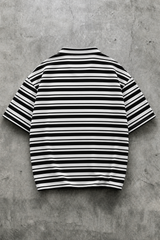 NOIR STRIPE OVERSIZED POLO T-SHIRT