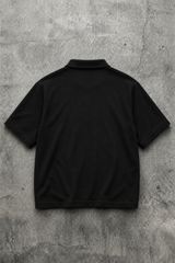 MIDNIGHT BLACK JOHNNY COLLAR POLO T-SHIRT
