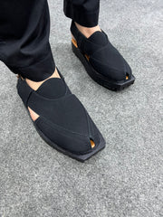 CHITRALI Black Peshawari Chappal