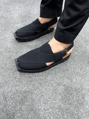 CHITRALI Black Peshawari Chappal
