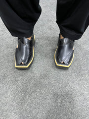 KAPTAAN Black Peshawari Chappal