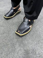 KAPTAAN Black Peshawari Chappal