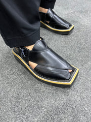 KAPTAAN Black Peshawari Chappal