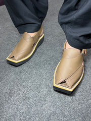 KAPTAAN Beige Peshawari Chappal