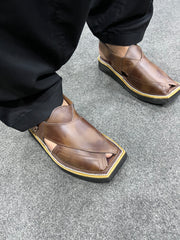 KAPTAAN Cheetah Print Peshawari Chappal