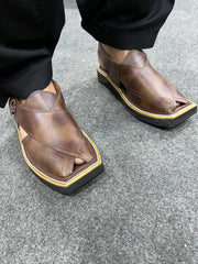 KAPTAAN Cheetah Print Peshawari Chappal