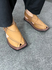 Triple Gear Beige Peshawari Chappal