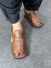 Triple Gear Cheetah Print Peshawari Chappal