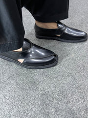 Midnight Black Peshawari Chappal