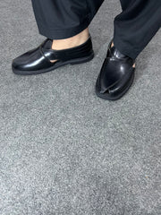Midnight Black Peshawari Chappal
