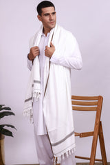 Jashan White Men Shawl