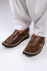 KAPTAAN Cheetah Print Peshawari Chappal