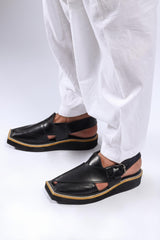 KAPTAAN Black Peshawari Chappal