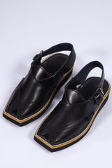 KAPTAAN Black Peshawari Chappal