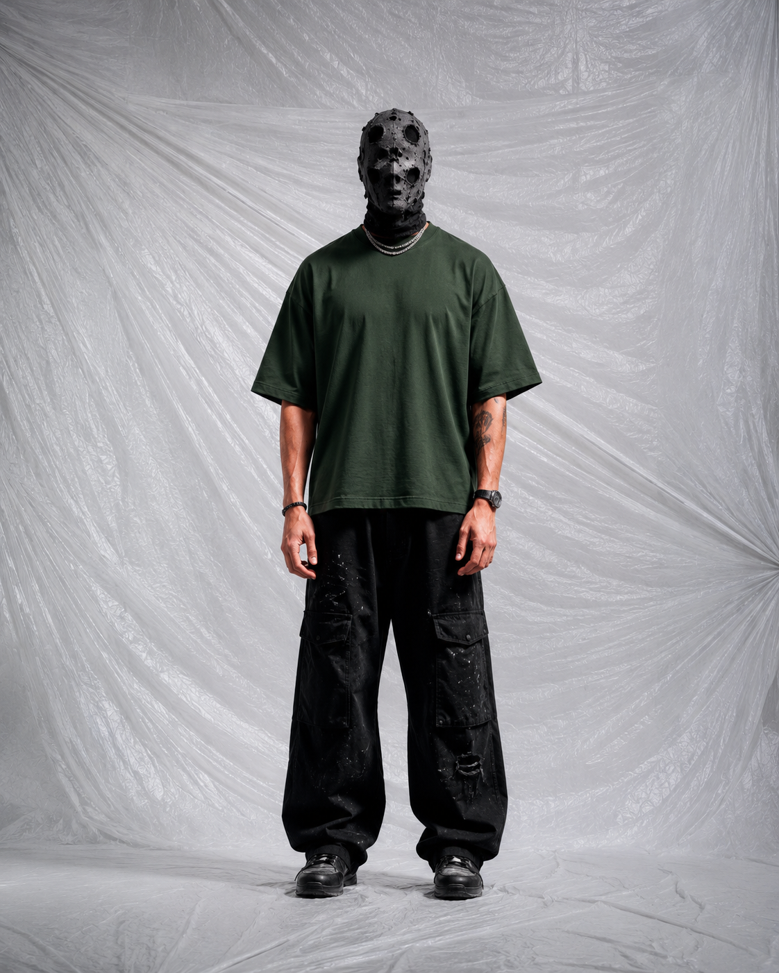 GREEN OVERSIZED BASIC T-SHIRT