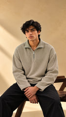Sand Ribbed Quarter-Zip
