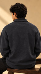 Midnight Blue Ribbed Quarter-Zip