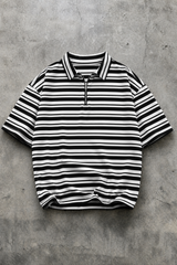 NOIR STRIPE OVERSIZED POLO T-SHIRT