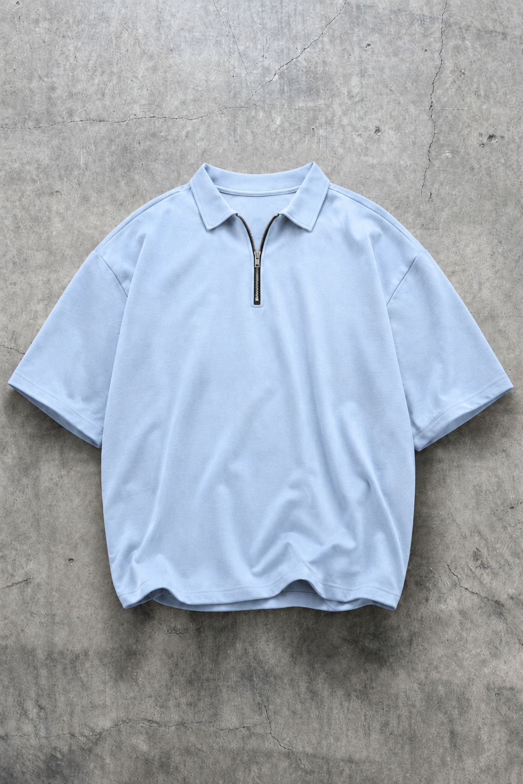 SKYLINE BLUE OVERSIZED POLO T-SHIRT