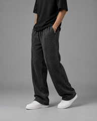 BLACK WASHED BAGGY TROUSER