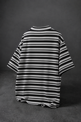 NOIR STRIPE OVERSIZED POLO T-SHIRT