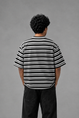 NOIR STRIPE OVERSIZED POLO T-SHIRT
