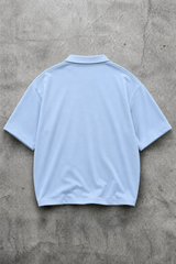 SKYLINE BLUE OVERSIZED POLO T-SHIRT