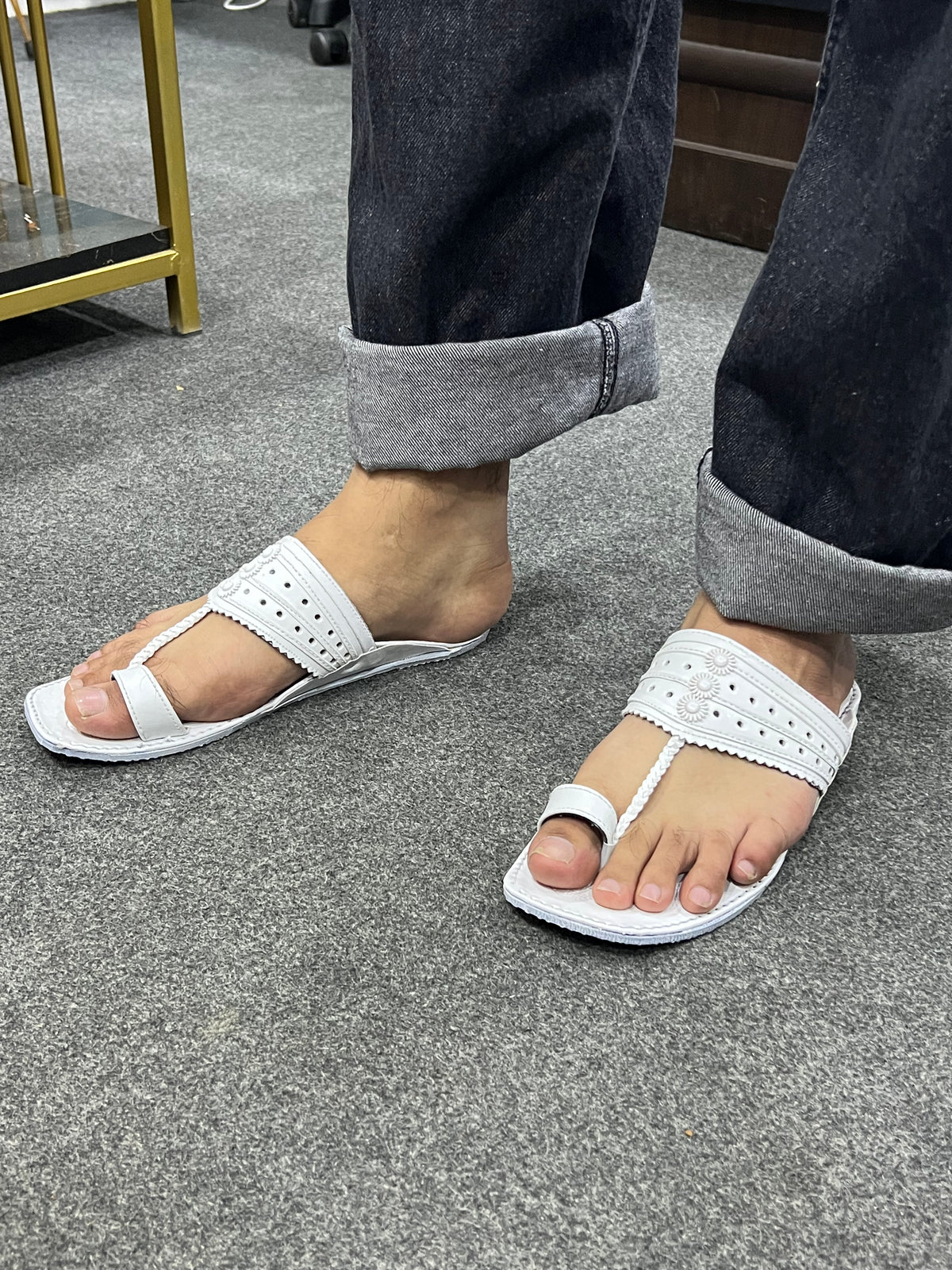 White Kolapuri Chappal