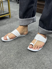 White Kolapuri Chappal