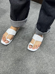 White Kolapuri Chappal