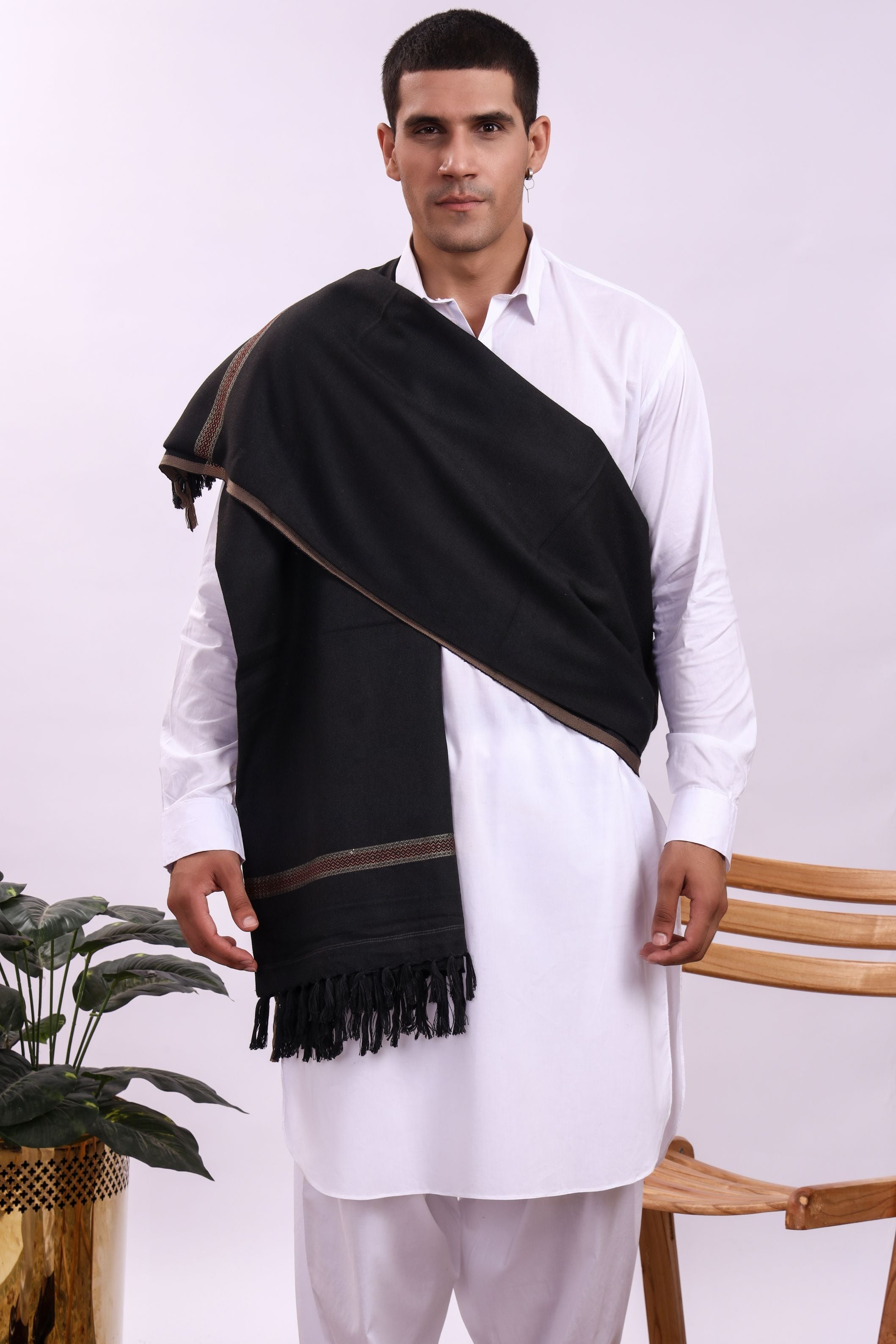 Jashan Black Men Shawl