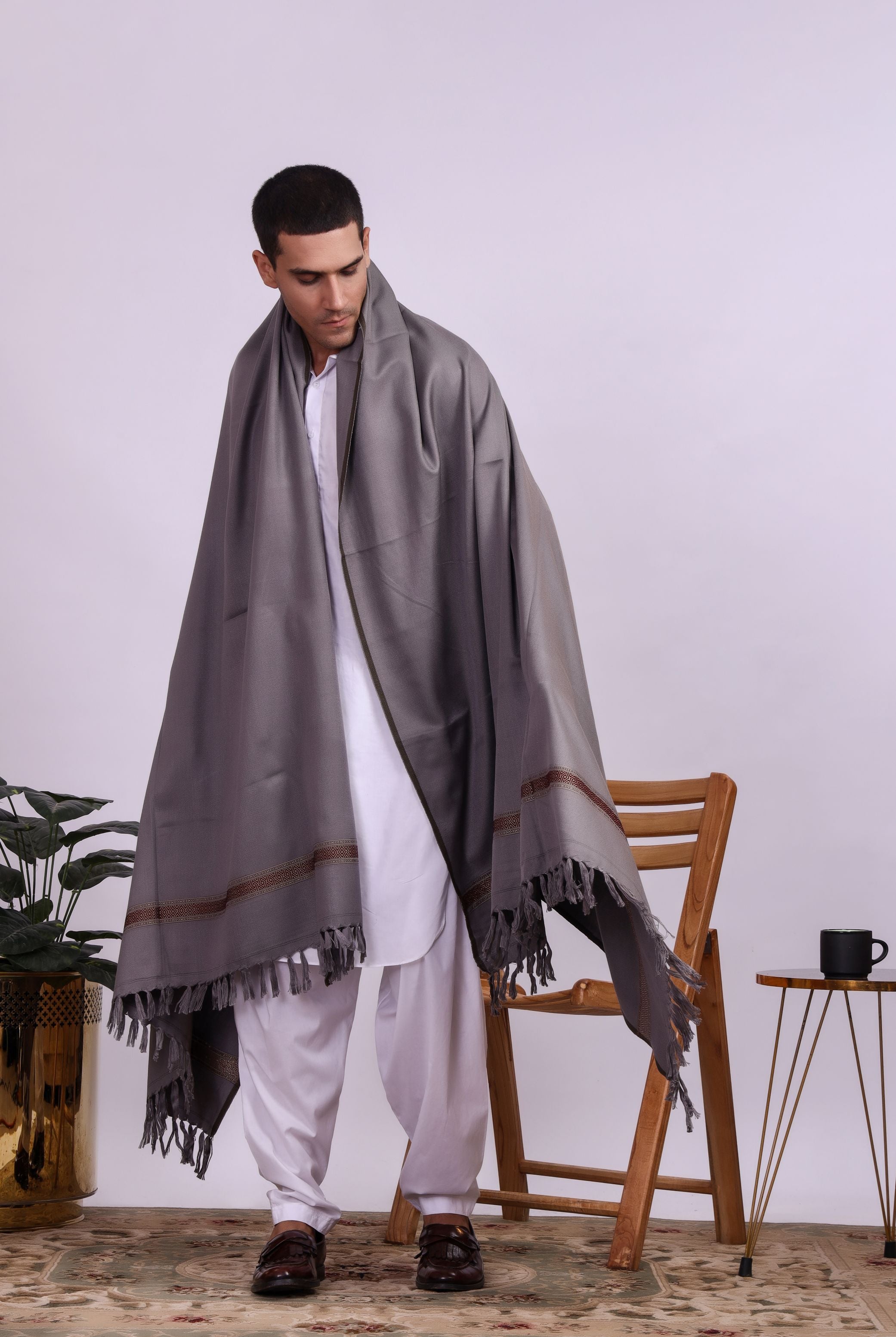 Noor Grey Men Shawl