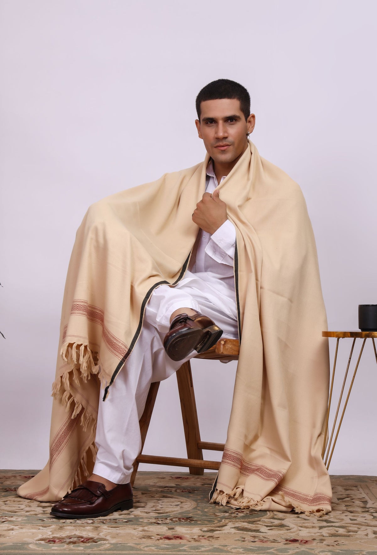 Aalam Light Brown Men Shawl