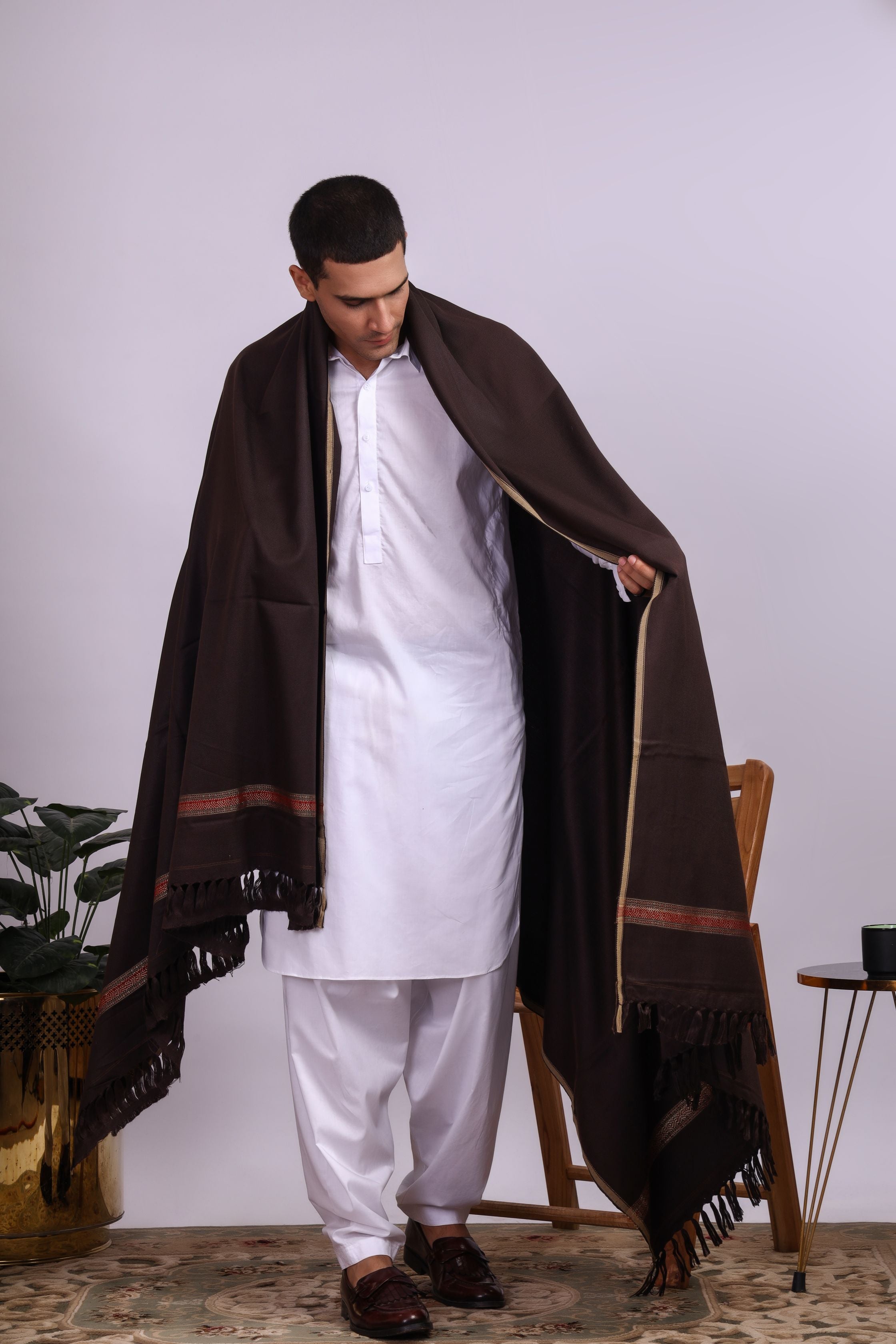 Jashan Brown Men Shawl