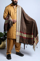 Gulshan Brown & Red Unisex Shawl