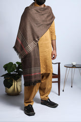 Manzil Brown & Black Textured Men Shawl