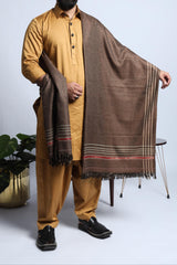 Manzil Brown & Black Textured Men Shawl