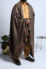 Manzil Brown & Black Textured Men Shawl