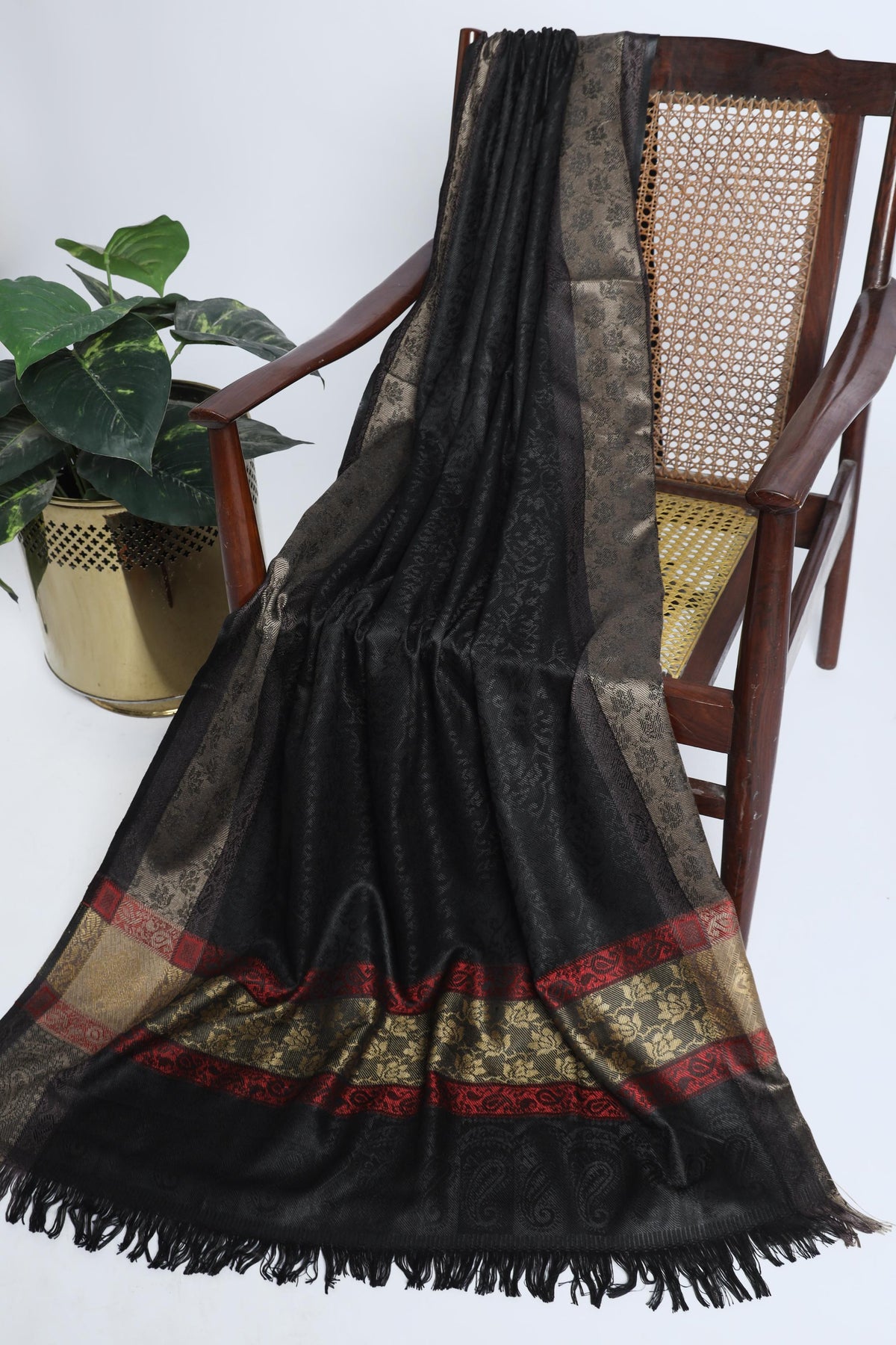 Baran Black & Red Unisex Shawl