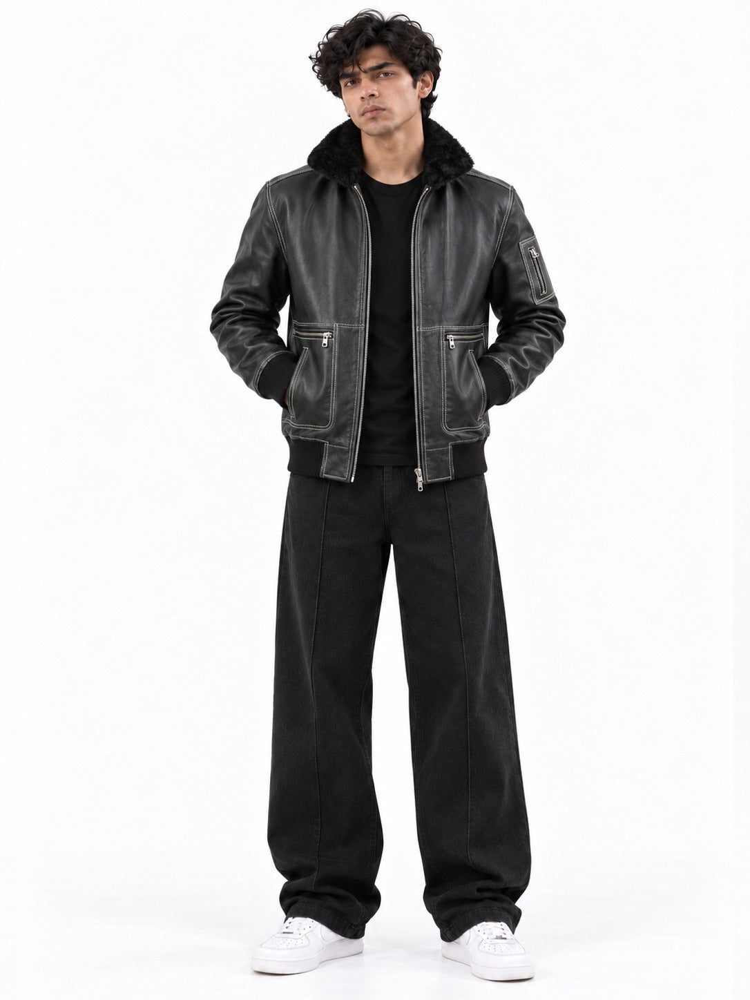 The Aviator Fur Leather Jacket