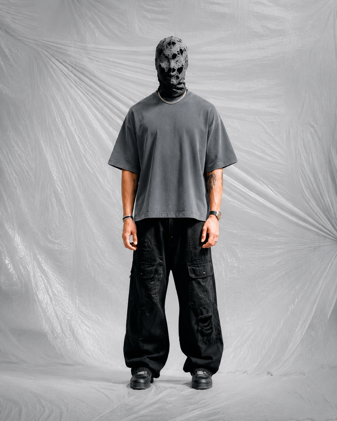 STEEL GRAY OVERSIZED BASIC T-SHIRT