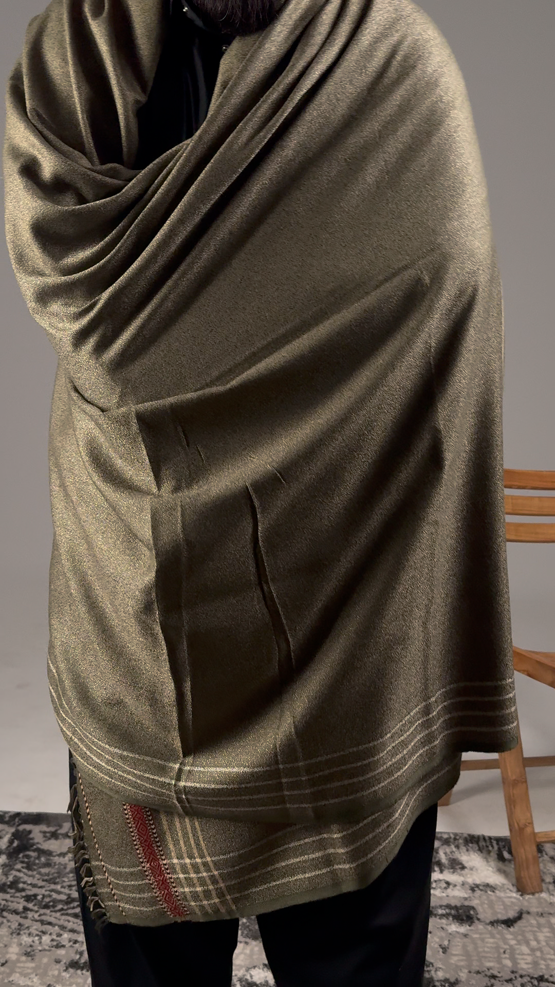 Arman Green & Black Textured Men Shawl