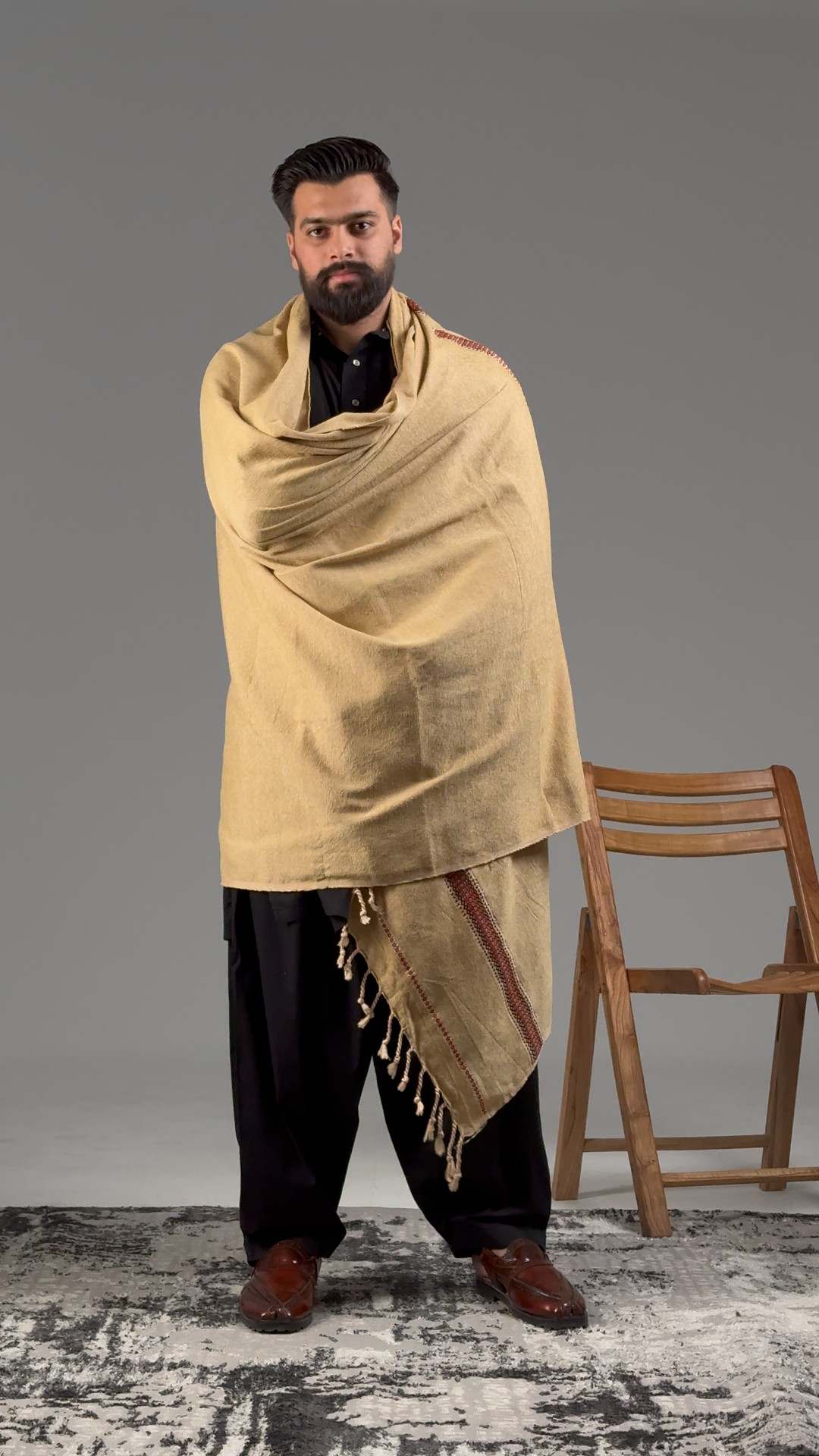 Meeran Clay Brown Men Shawl